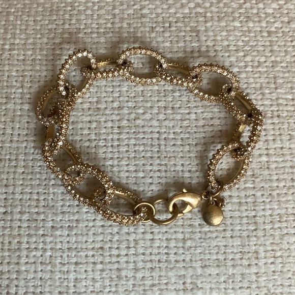 J. Crew Factory Gold & Pave Crystal Link Bracelet - Picture 2 of 4